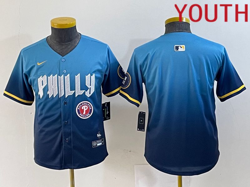 Youth Philadelphia Phillies Blank Blue City Edition Nike 2024 MLB Jersey style 2->->Youth Jersey